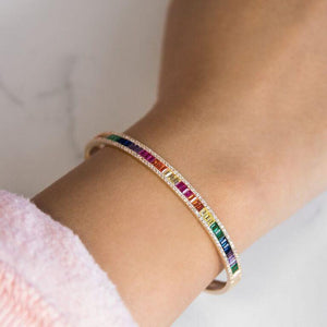  Baguette X Round Bangle - Adina Eden's Jewels