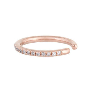 14K Rose Gold Diamond Thin Ear Cuff 14K - Adina Eden's Jewels