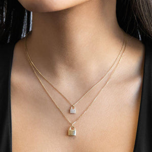  Engraved Lock Necklace 14K - Adina Eden's Jewels