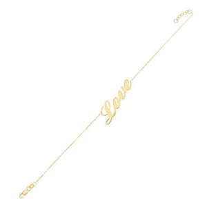 14K Gold Love Script Bracelet 14K - Adina Eden's Jewels