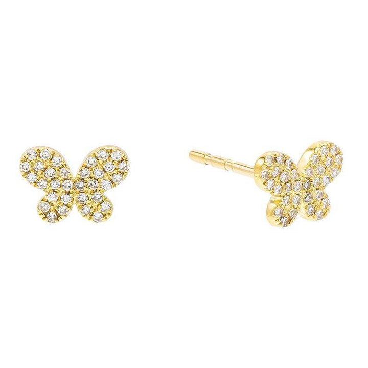 14K Gold Diamond Butterfly Stud Earring 14K - Adina Eden's Jewels