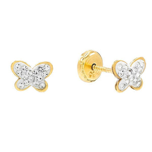 14K Gold Crystal Butterfly Stud Earring 14K - Adina Eden's Jewels