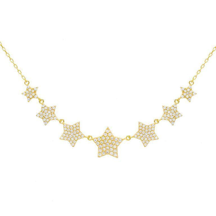 Gold Pavé Multi Star Necklace - Adina Eden's Jewels