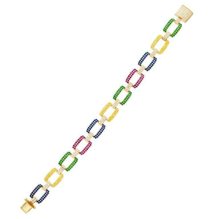 Multi-Color Chunky Pave Link Bracelet - Adina Eden's Jewels