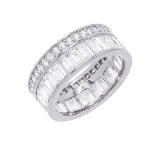 Silver / 7 Baguette X Round Ring - Adina Eden's Jewels