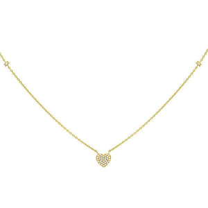 14K Gold CZ Pavé Heart Necklace 14K - Adina Eden's Jewels