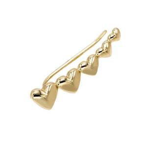 14K Gold / Single Heart Ear Climber 14K - Adina Eden's Jewels