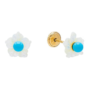 Turquoise Turquoise Flower Studs 14K - Adina Eden's Jewels