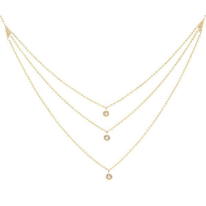14K Gold Diamond Layered Necklace 14K - Adina Eden's Jewels