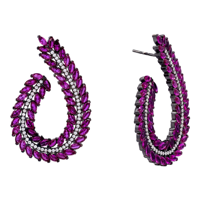 Multi-Color Curved Leaf Stud Earring - Adina Eden's Jewels