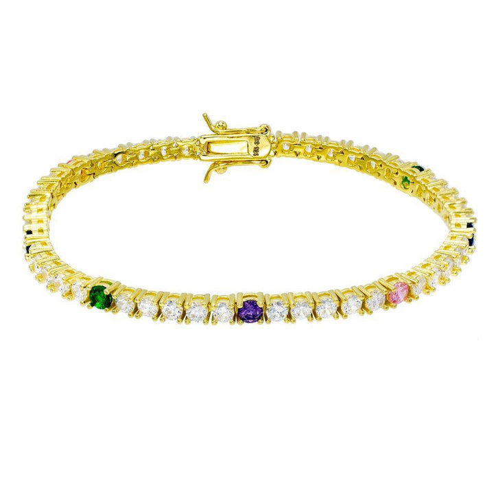 Multi-Color White X Multi-Color Tennis Bracelet - Adina Eden's Jewels