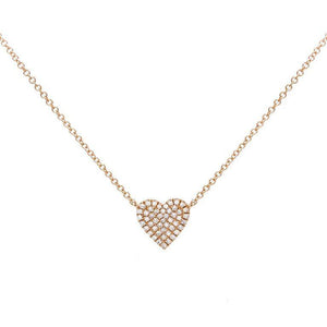 14K Rose Gold Diamond Small Heart Necklace 14K - Adina Eden's Jewels