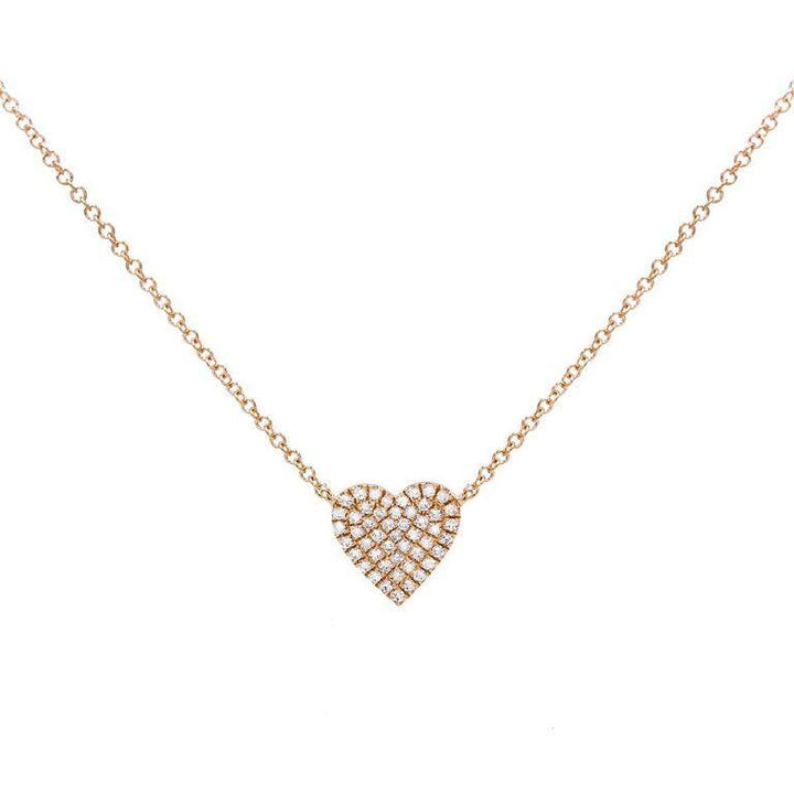 14K Rose Gold Diamond Small Heart Necklace 14K - Adina Eden's Jewels