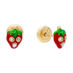 Ruby Red Strawberry Stud Earring 14K - Adina Eden's Jewels