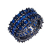 Sapphire Blue / 7 Triple Row Baguette Stone Ring - Adina Eden's Jewels