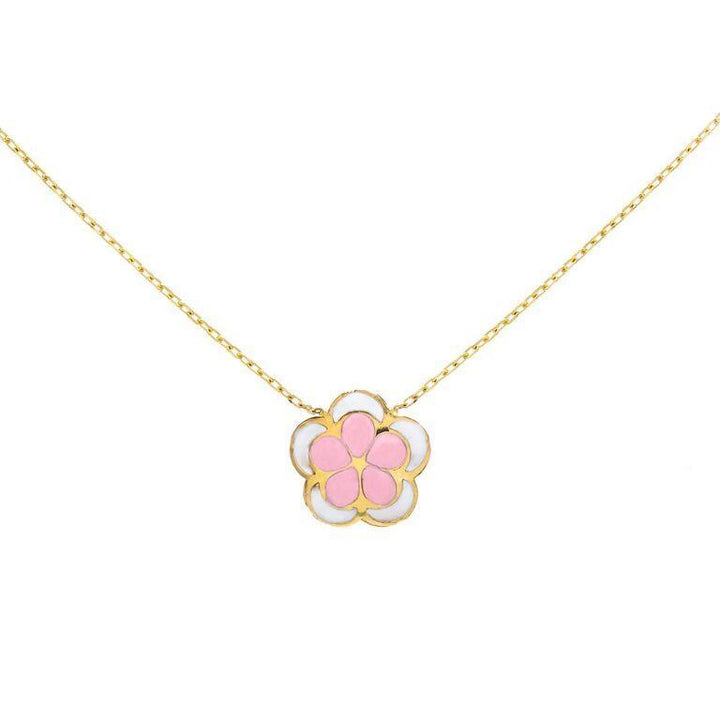 Sapphire Pink Pink Flower Necklace 14K - Adina Eden's Jewels