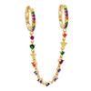 Multi-Color / Single CZ Chain Double Huggie Earring - Adina Eden's Jewels
