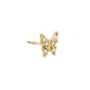 14K Gold / Single CZ Butterfly Stud Earring 14K - Adina Eden's Jewels