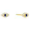Sapphire Blue Diamond Mini Evil Eye Stud Earring 14K - Adina Eden's Jewels