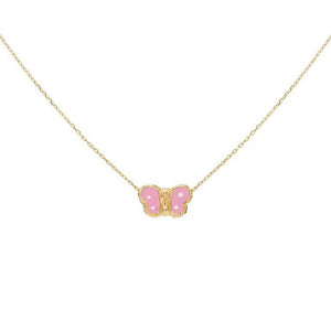 Sapphire Pink Pink Butterfly Necklace 14K - Adina Eden's Jewels