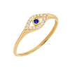 Sapphire Blue / 6 Diamond Sapphire Evil Eye Ring 14K - Adina Eden's Jewels
