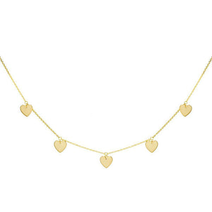 Gold 5 Heart Necklace 14K - Adina Eden's Jewels