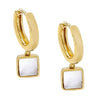14K Gold Mother of Pearl Square Huggie Earring 14K - Adina Eden's Jewels