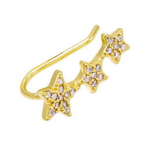 Gold Triple Pavé Star Ear Climber - Adina Eden's Jewels