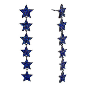 Sapphire Blue Pavé Star Drop Stud Earring - Adina Eden's Jewels