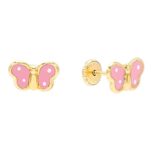 Sapphire Pink Mini Butterfly Stud Earring 14K - Adina Eden's Jewels