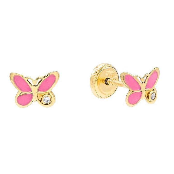 Sapphire Pink Pink X Butterfly Stud Earring 14K - Adina Eden's Jewels