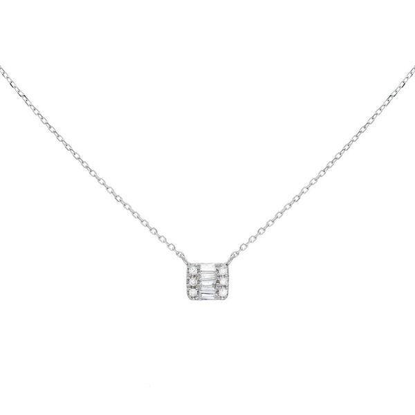 14K White Gold Mini Baguette Necklace 14K - Adina Eden's Jewels