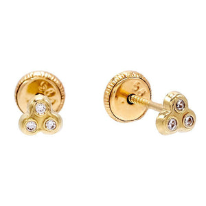 14K Gold Mini Trio Bezel Stud Earring 14K - Adina Eden's Jewels
