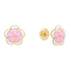 Light Pink Enamel Flower Stud Earring 14K - Adina Eden's Jewels