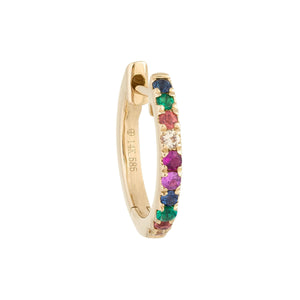 14K Gold / Single Diamond Rainbow Huggie Earring 14K - Adina Eden's Jewels