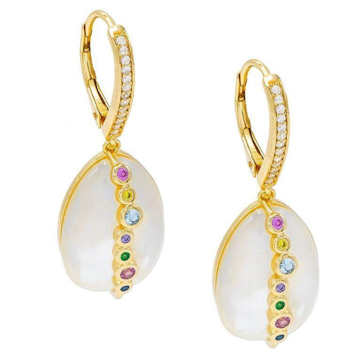 Gold Mother of Pearl Huggie Earring - Adina Eden's Jewels