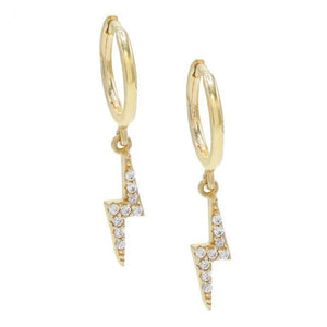 Gold Thunderbolt Huggie Earrings - Adina Eden's Jewels