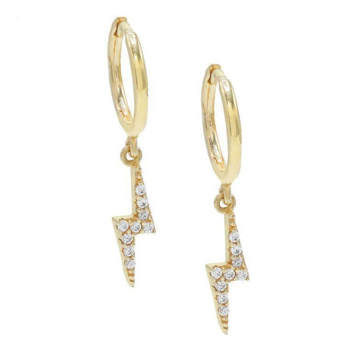 Gold Thunderbolt Huggie Earrings - Adina Eden's Jewels