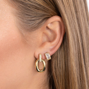  Mini CZ X Baguette Hoop Earring - Adina Eden's Jewels