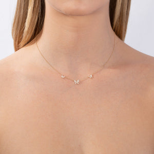  Diamond Triple Butterfly Necklace 14K - Adina Eden's Jewels