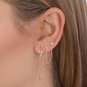  Pavé Lightning Bolt Chain Earring - Adina Eden's Jewels