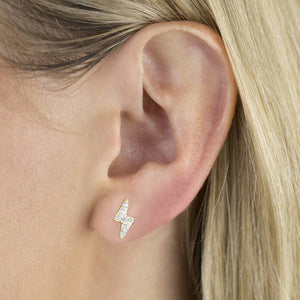  Pavé Lightning Bolt Stud Earring - Adina Eden's Jewels