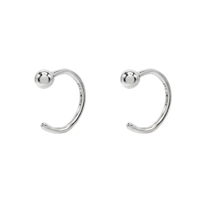 Silver Ball Ear Threader Hoop Earring - Adina Eden's Jewels