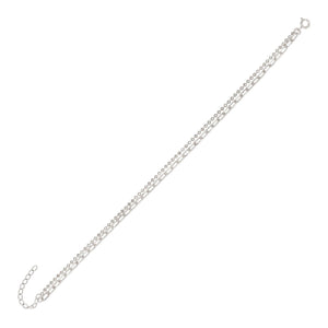 Silver Oval Link X Ball Chain Anklet - Adina Eden's Jewels