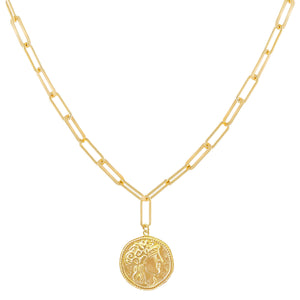 Gold Vintage Coin Drop Link Necklace - Adina Eden's Jewels