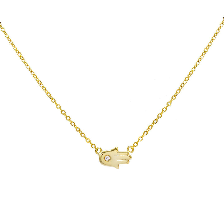 Gold Slanted Mini Hamsa Necklace - Adina Eden's Jewels