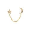 14K Gold / Single Diamond Star & Moon Chain Stud Earring 14K - Adina Eden's Jewels