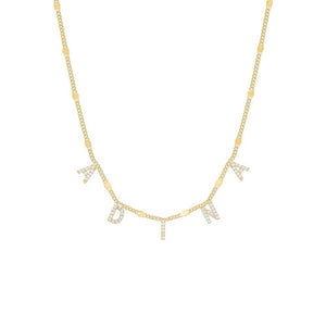 Gold Mini Block Name Chain Necklace - Adina Eden's Jewels