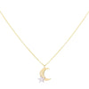 14K Gold Diamond Two-Tone Moon & Star Necklace 14K - Adina Eden's Jewels