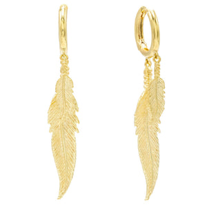 Gold Double Leaf Huggie Earring - Adina Eden's Jewels